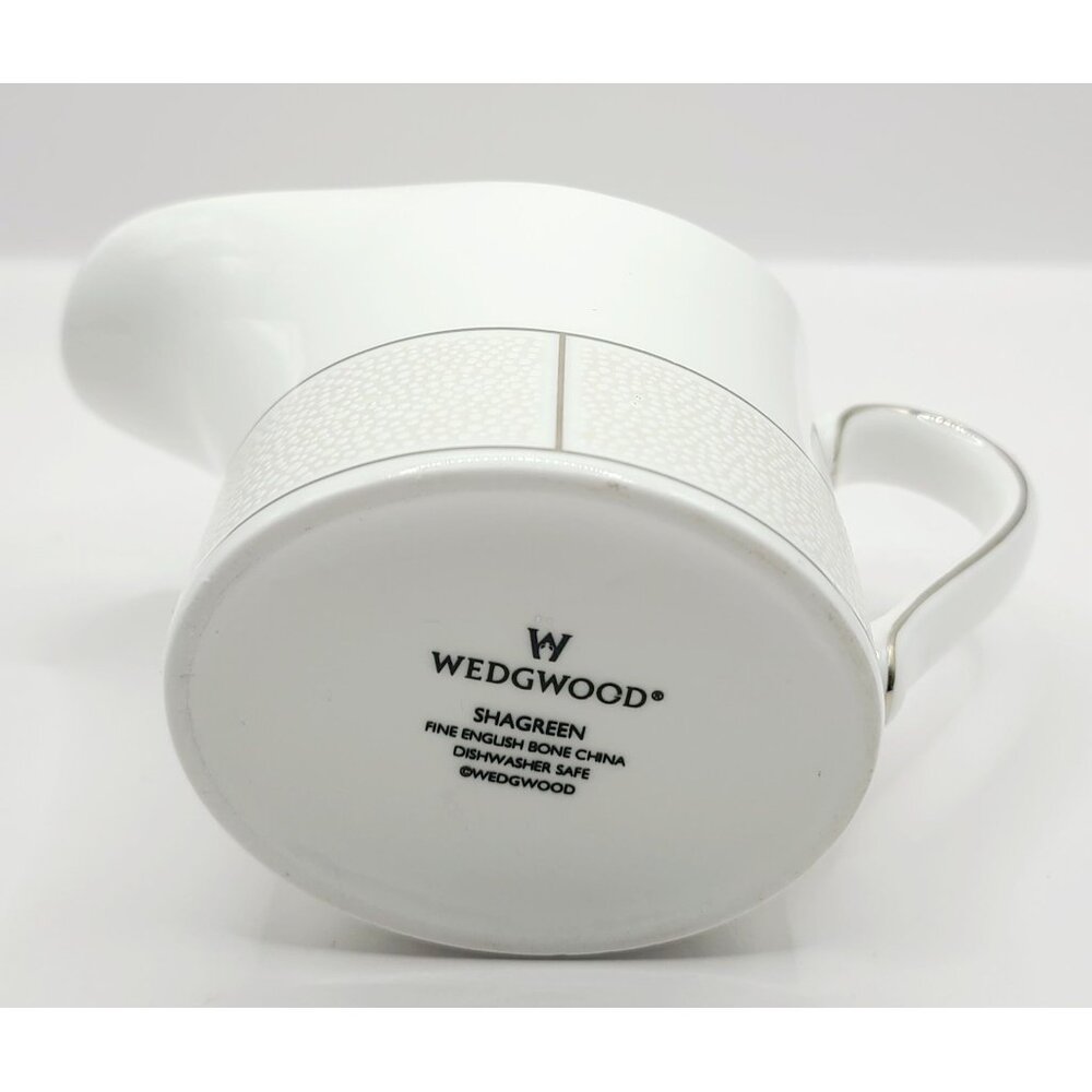 Wedgwood Shagreen Fine Bone China Creamer White Textured Design Platinum Used - Picture 4 of 8